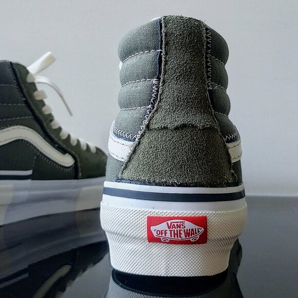 Vans Men's Sk8-Hi Reconstruct Suede / Canvas Sneaker in Fantastic Olive Camo - Picture 8 of 15